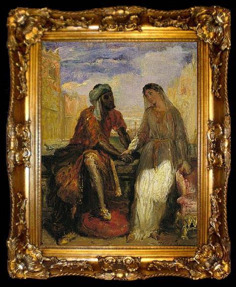 framed  Theodore Chasseriau Othello and Desdemona in Venice, ta009-2